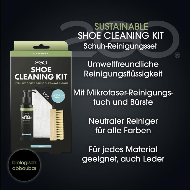 2GO Schuh-Reinigungsset - Sustainable Shoe Cleaning Kit, Umweltfreundlich, Mikrofasertuch, Bürste, a
