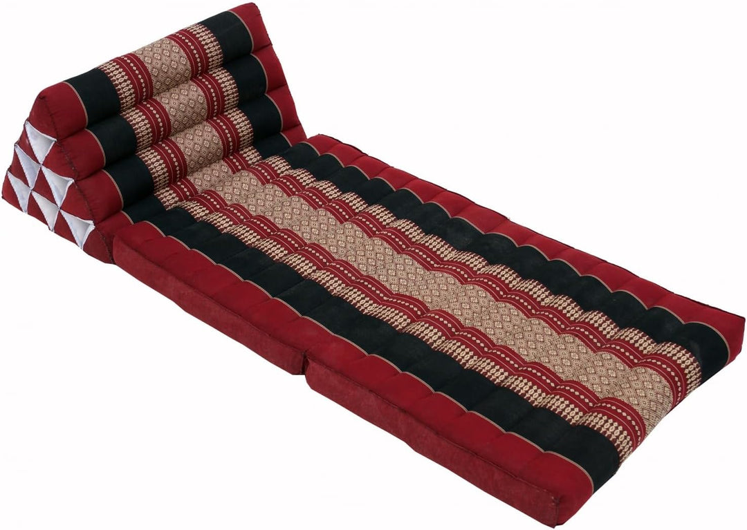 GURU SHOP Thaikissen, Dreieckskissen, Kapok, Tagesbett mit 2 Auflagen - Dunkelrot/schwarz, 30x50x120