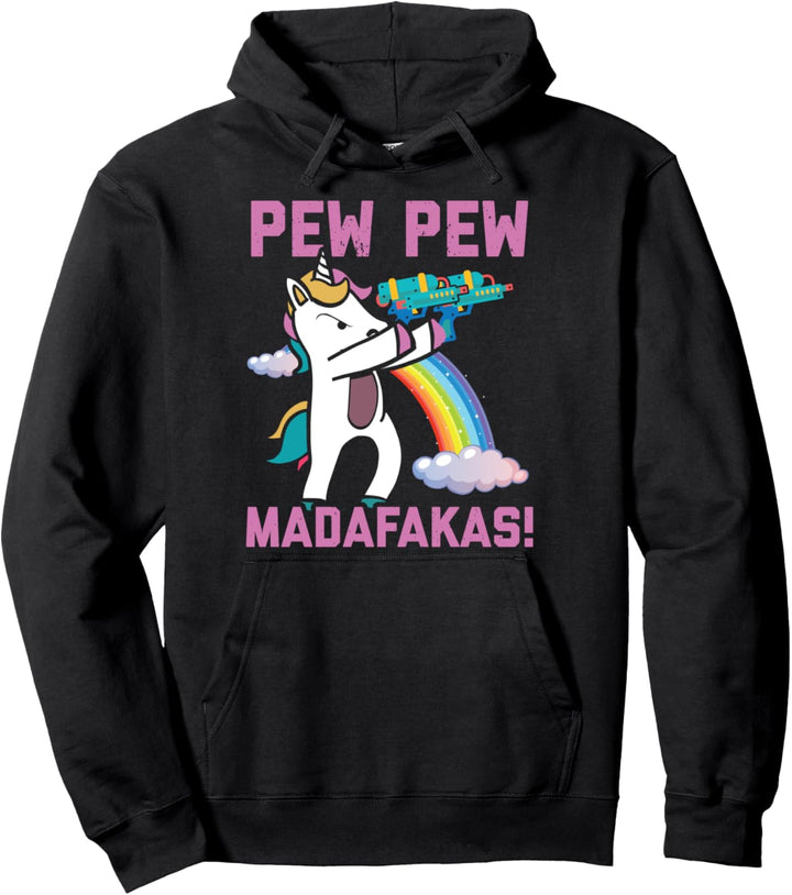 Pew Pew Madafakas Einhorn Gangster Meme Unicorn Pullover Hoodie