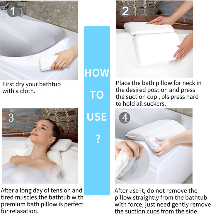 Badewannenkissen, Luxus Badewanne &amp; Spa-Kissen mit 7 rutschfest Saugnäpfen, 2 Panel Design für Kopf,