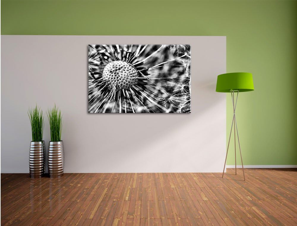Monocrome, Pusteblume, Format: 100x70 auf Leinwand, XXL riesige Bilder fertig gerahmt mit Keilrahmen