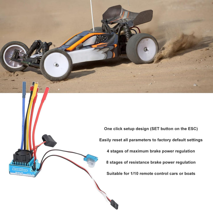 Pyhodi RC Car Brushless ESC, 80A 2-3S Easy Reset Elektronischer Geschwindigkeitsregler für 1/10 RC C
