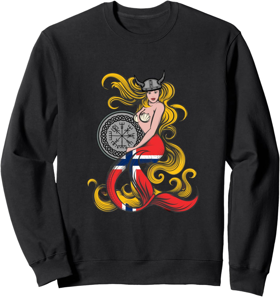 Viking Mermaid Norwegische Flagge Schwanz Norwegen Stolz Sweatshirt