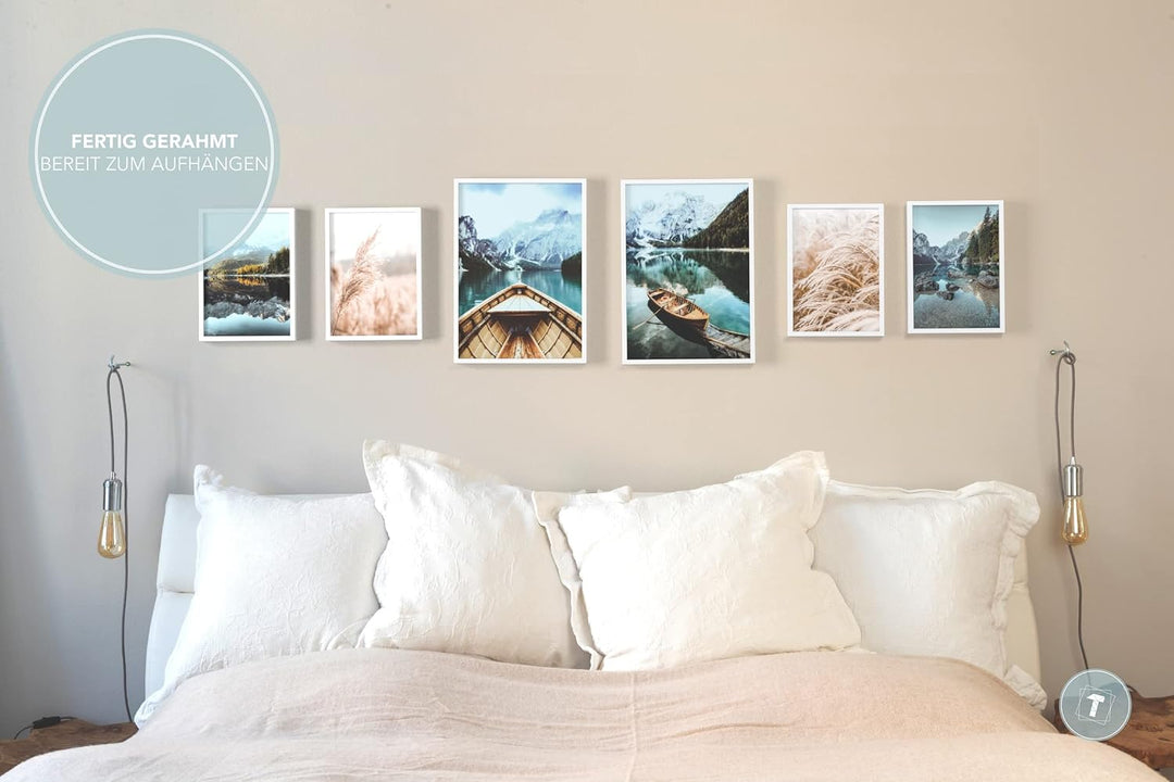 Papierschmiede® XXL Mood Poster Set Lake View, Gerahmte Bilder (Aluminium Rahmen, Farbe wählbar), Wo