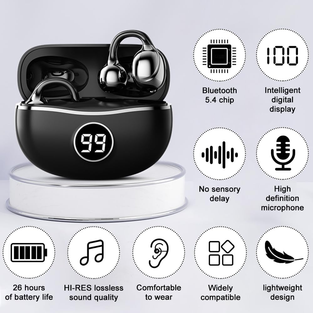 Bluetooth-Headset öffnen, Drahtlose Ohrclip-Kopfhörer, Kabellose Bluetooth 5.4, Open Ear Bluetooth K