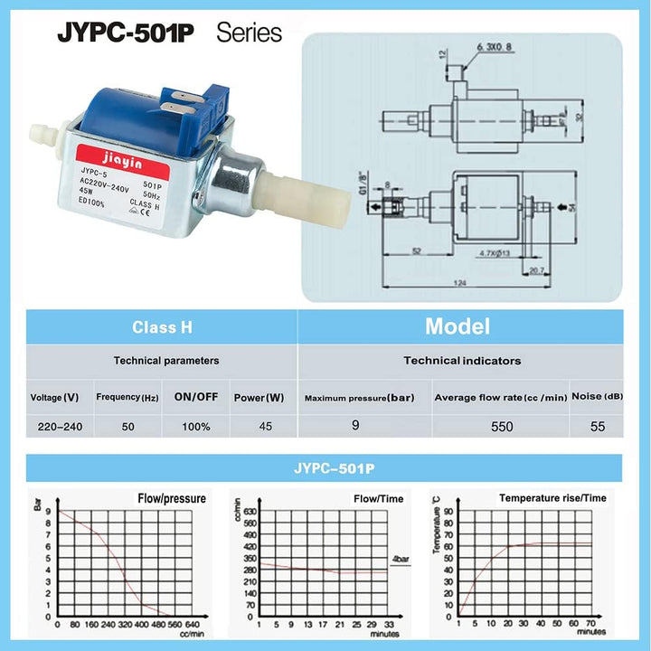 JIAYIN JYPC-501P AC220-240V 45W Ersatzteile Wasser-Magnetspule Elektromagnetische Pumpe für GC8650 /