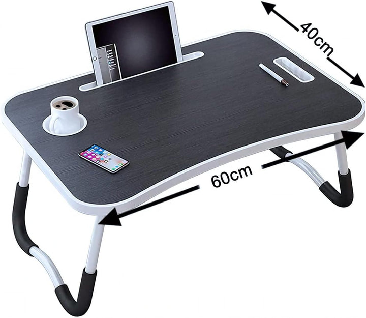 PrimoLiving klappbarer Laptoptisch mit Tassenhalterung - Handy-/Tabletschlitz Laptop Tisch für Couch