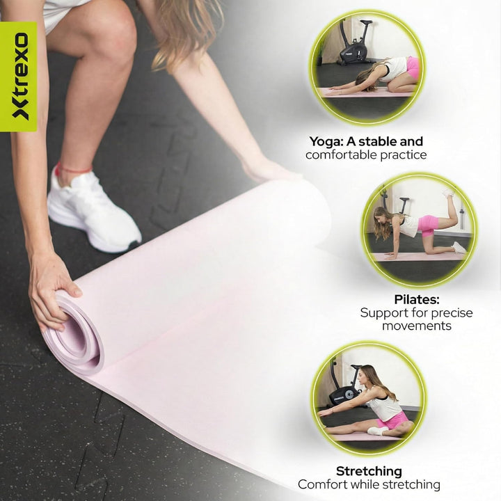 TREXO 6 mm dicke Gymnastikmatte, Masse 183x61 cm Fitnessmatte mit rutschfester Oberfläche Aus TPE he