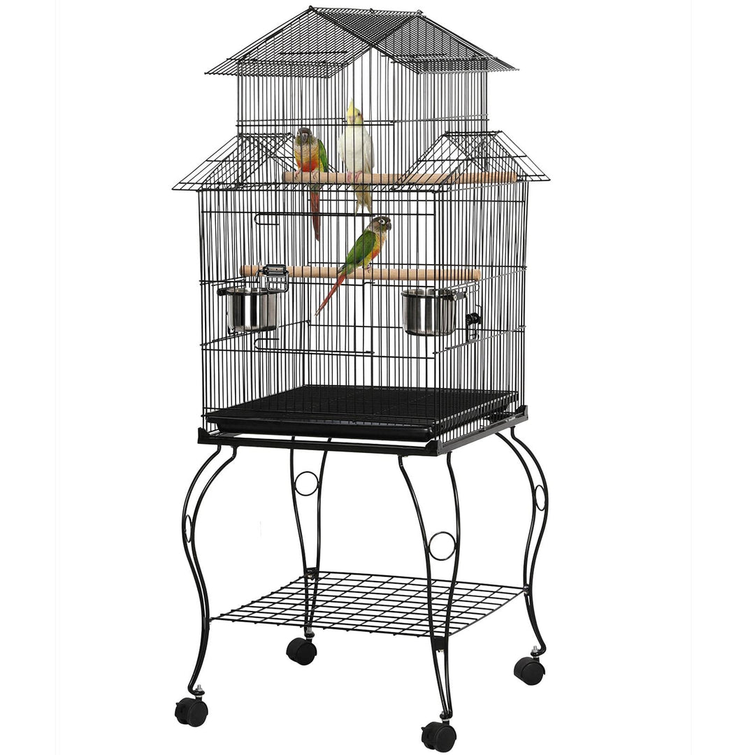 Yaheetech Vogelkäfig, Käfig, Vogelvoliere, Voliere mit Ständer für Grosssittiche und Papageien ca. 5