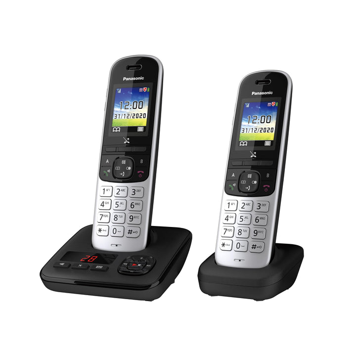 Panasonic KX-TGH722GS Schnurlostelefon Duo mit Anrufbeantworter (DECT Telefon, strahlungsarm, Farbdi