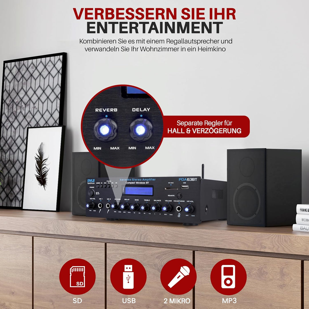 Pyle Verstärker, AV Receiver, Mini Verstärker, Stereo, Bluetooth, 200W-Amplifier, Stereo Receiver –