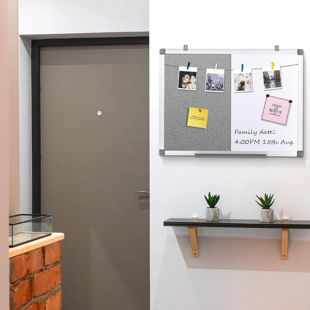 Swansea Whiteboard Magnettafel und Pinnwand Filz mit Aluminiumrahmen für Wohnung, Büro, Küche und Sc