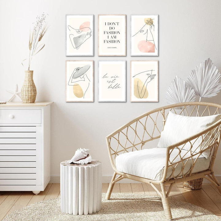 Novart Wandbilder Set - KOMPLETT AUFHÄNGFERTIG - Made in Germany - Moderne Bilder Fashion Wohnzimmer