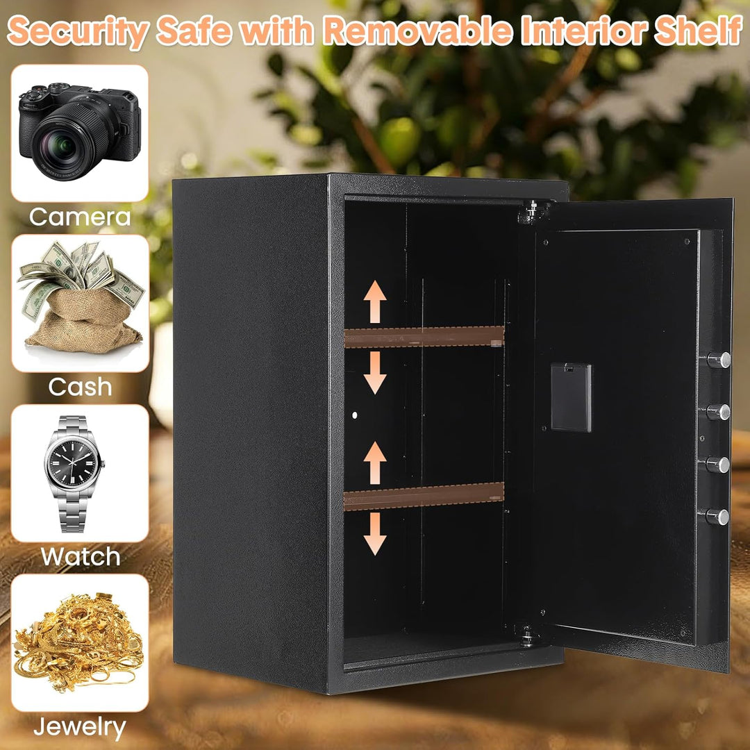 Garvee 70L Safe Tresor mit Zahlencode, Schlüssel & Feuerfester Tasche, Tresor für Zuhause / Hotel, A