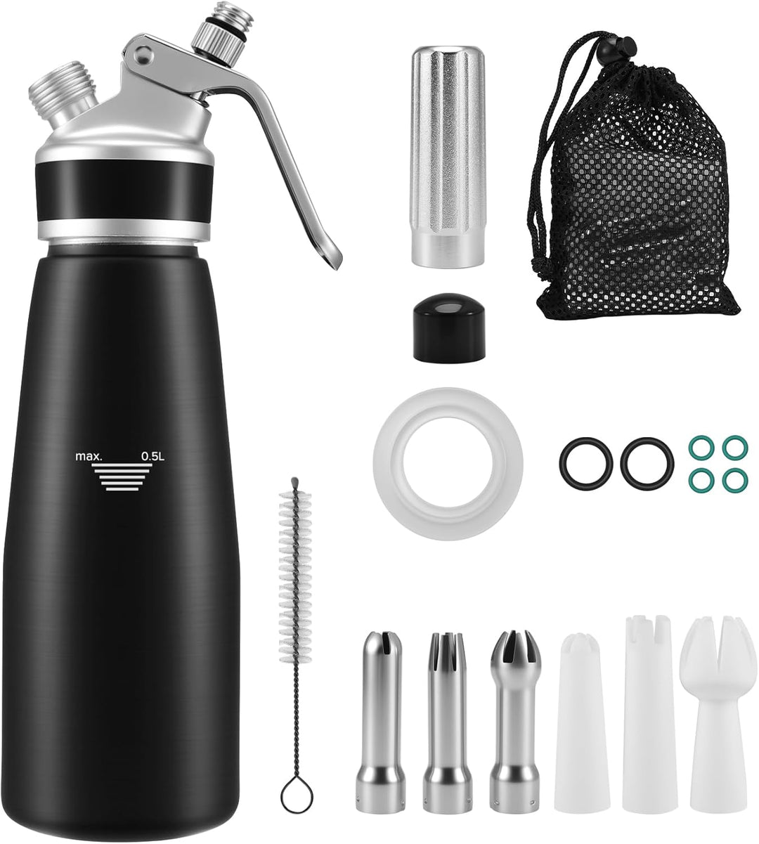 Nagoyuki Sahnespender 500ml,Sahnespender Geschenke, Schlagsahnebereiter mit Ersatzteile,Sahnesyphon