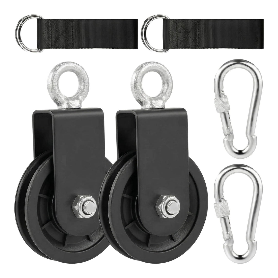2Set Umlenkrolle für Seile 90mm, 360° Schwenkbar Seilrolle mit Silent-Lager, Schwerlast Riemenscheib