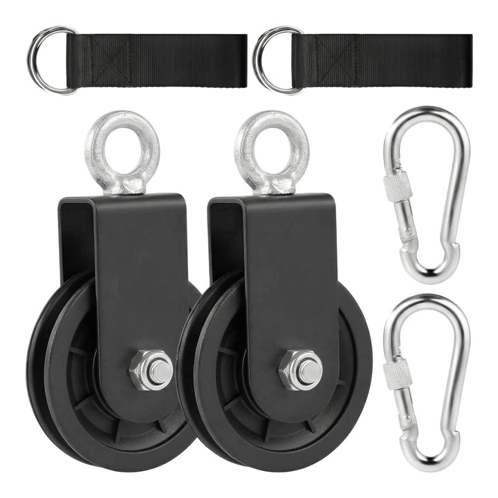 2Set Umlenkrolle für Seile 90mm, 360° Schwenkbar Seilrolle mit Silent-Lager, Schwerlast Riemenscheib