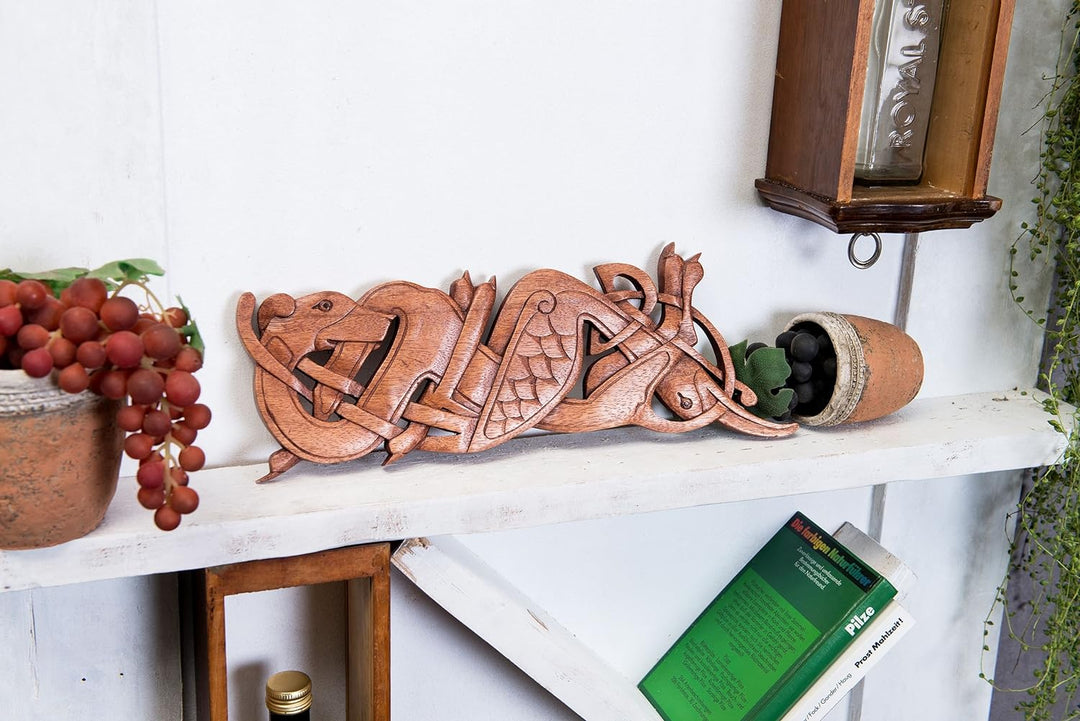 Windalf Irisches Celtic Holzbild Wandrelief MATHONWY 40 cm Book of Kells Knotenmuster Knotenrahmen C