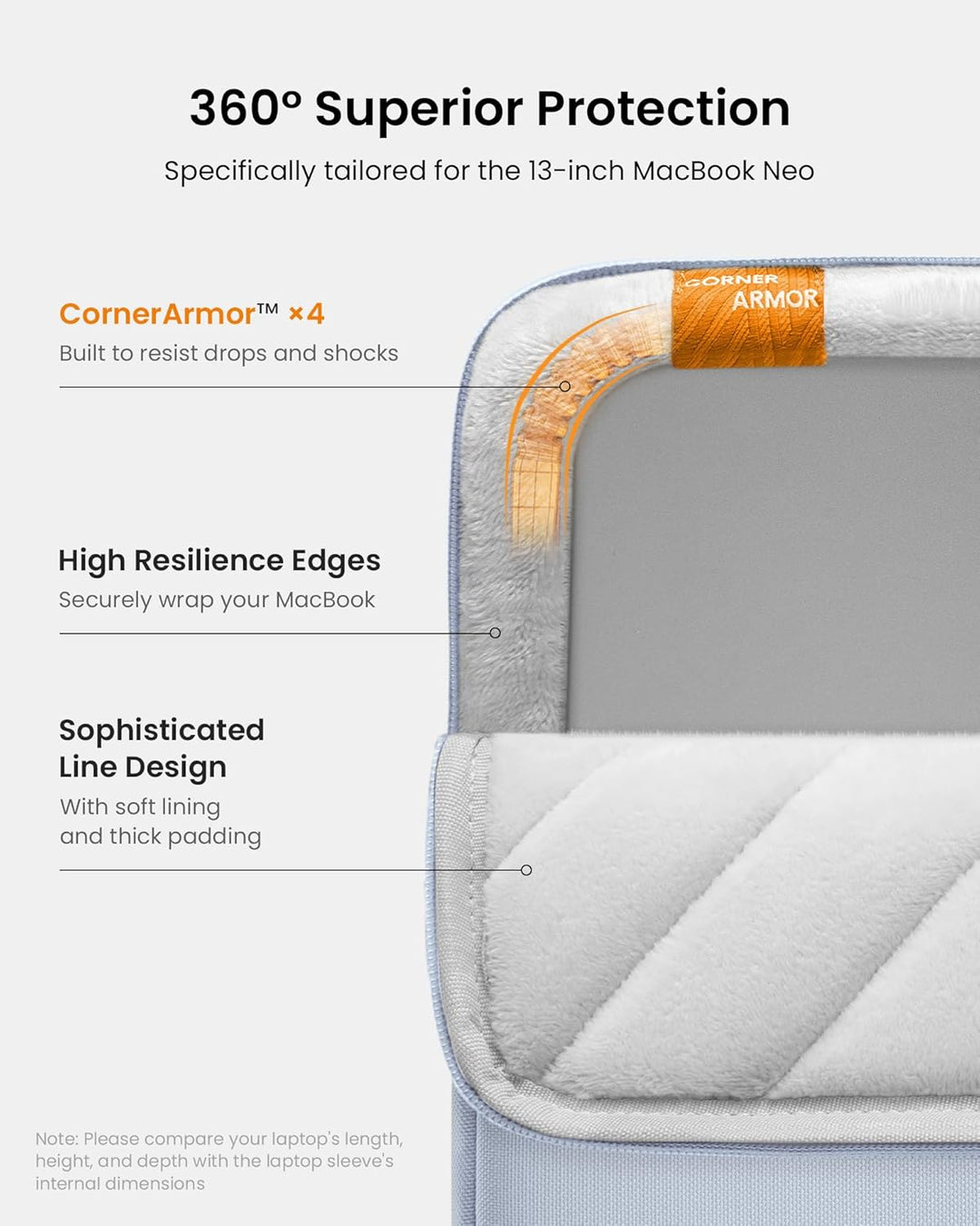 tomtoc 360° Tasche Hülle Entwickelt für 13 Zoll MacBook Neo A3404 (2026) mit A18 Pro Chip, Wasserabw