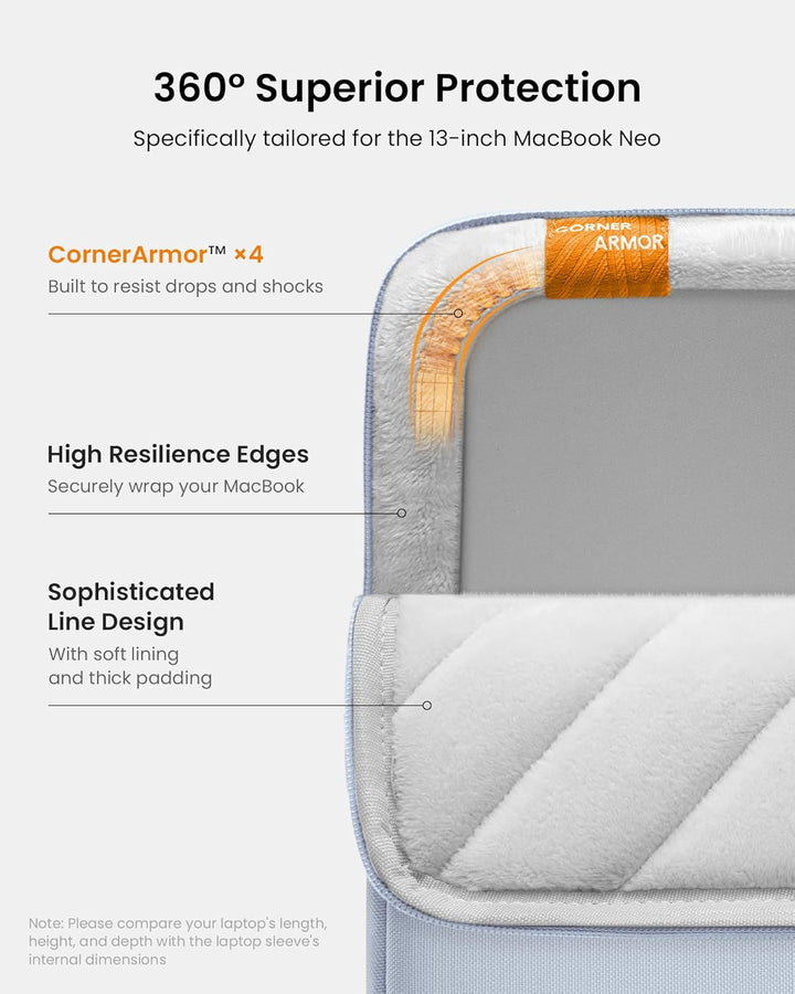 tomtoc 360° Tasche Hülle Entwickelt für 13 Zoll MacBook Neo A3404 (2026) mit A18 Pro Chip, Wasserabw