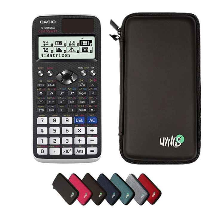 Casio fx-991DE X Classwiz inkl. WYNGS Schutztasche Schwarz - Wissenschaftlicher Taschenrechner - Bas