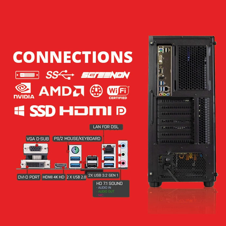 ScreenOn Gaming PC Ryzen 5 5600G • Radeon Vega 7 (2 GB) Grafikkarte • 16 GB RAM DDR4 3200 MHz • 1000