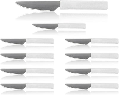 LaXon Messer, Frühstücksmesser weiss, 10 Stk. Messer-Set, Brotmesser mit Wellenschliff, weisse Butte