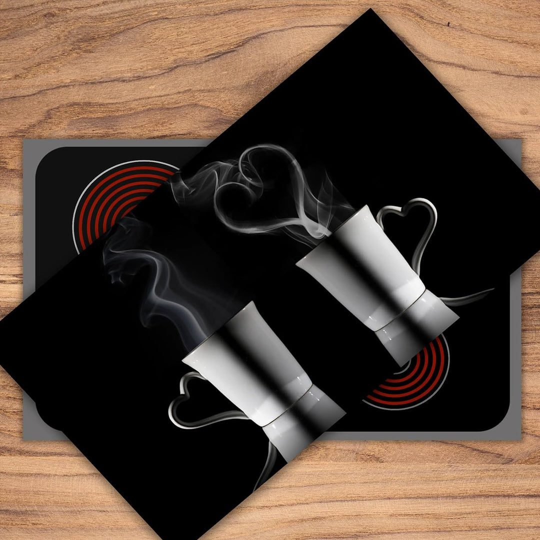 SmartDecoration Herdabdeckplatte Ceranfeldabdeckung aus Glas 90x52 cm Einteilig Motiv "Kaffee" Schwa