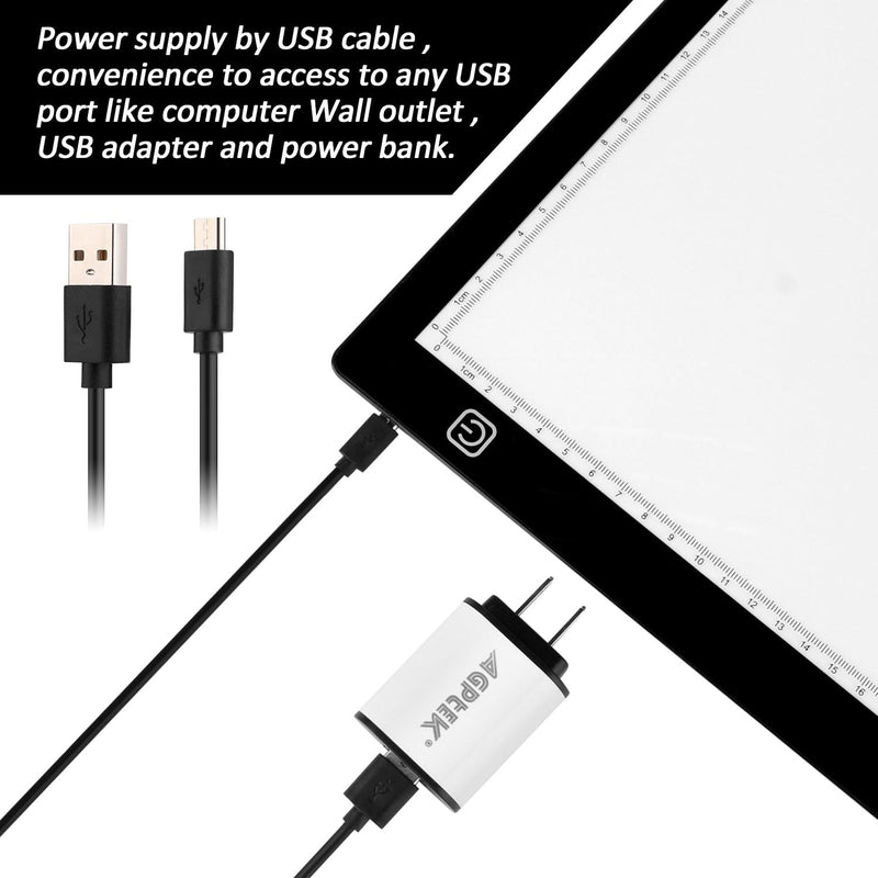 IMAGE Leuchttisch A3 LED Licht Pad magnetischer Leuchtkasten dimmbares Zeichenbrett mit USB Kabel Co