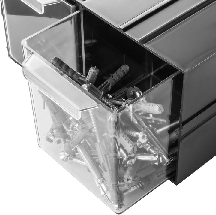 Aufbewahrungsbox mit Schubfächern Sortimentskasten - 6 Stück Transparent Schubladen - 690 x 155 x 13