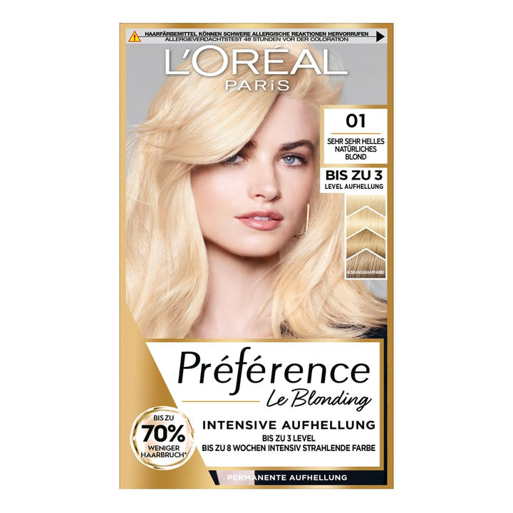 L'Oréal Paris Permanente Haarfarbe zum Blondieren der Haare, Haarfärbeset mit Coloration und Farbgla