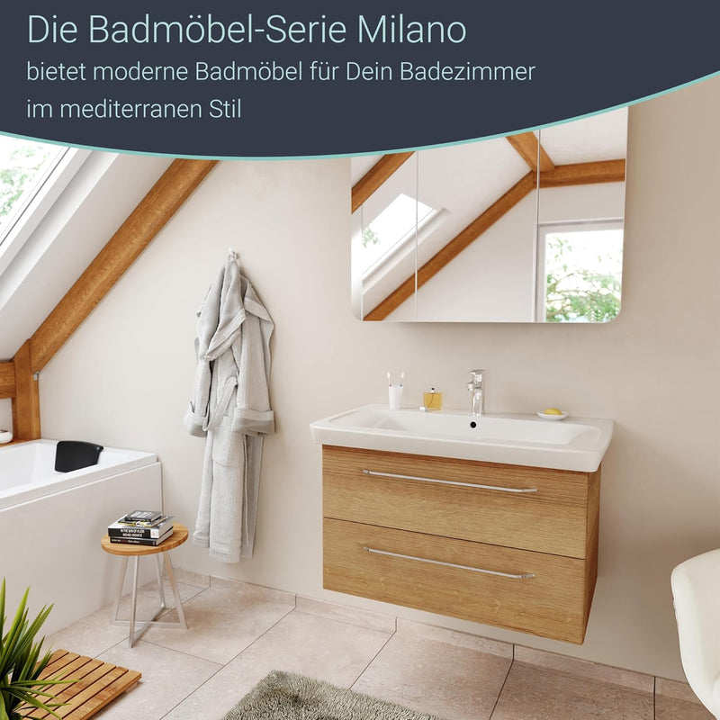 FACKELMANN Keramik Waschtisch Milano/Masse (B x H x T): ca. 107,5 x 17 x 54,5 cm/Keramikbecken/hochw