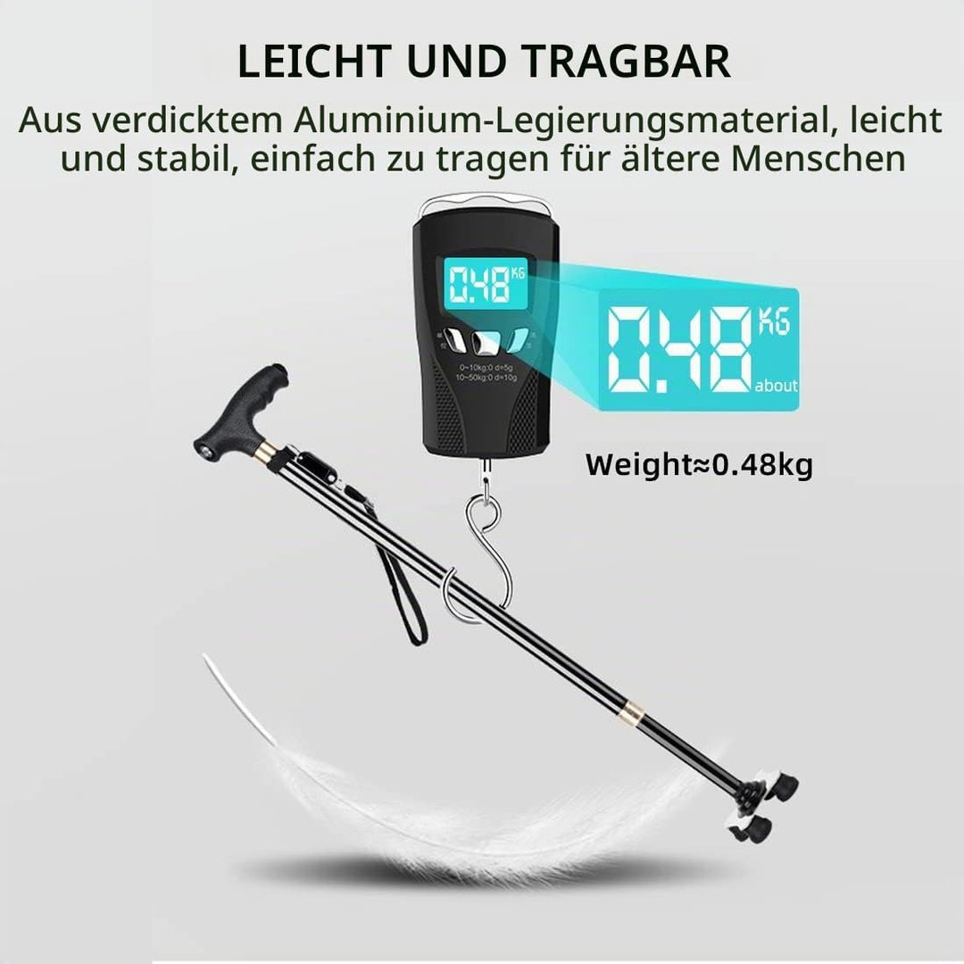 KCareU Anti-Rutsch-Gehstock Walker Spazierstock Aluminiumlegierung Ultraleichter Quadripod-Stock Bla