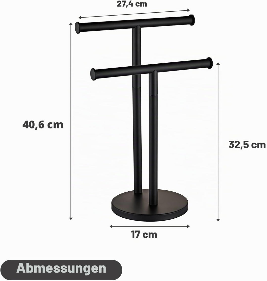 Hand Tower Holder Stand, Bodenstehende T-förmige Doppelschicht Handtuch SUS304 Edelstahl Badezimmer