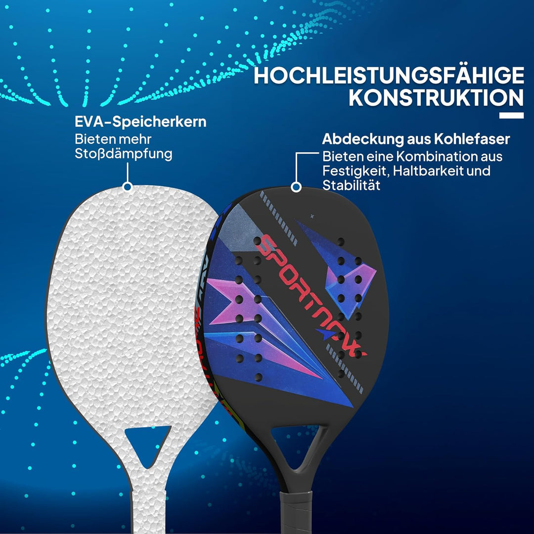 SPORTNOW Pickleball Paddles Set Schläger Set mit 2 Schlägern, Kohlefaser Oberfläche rutschfest Griff