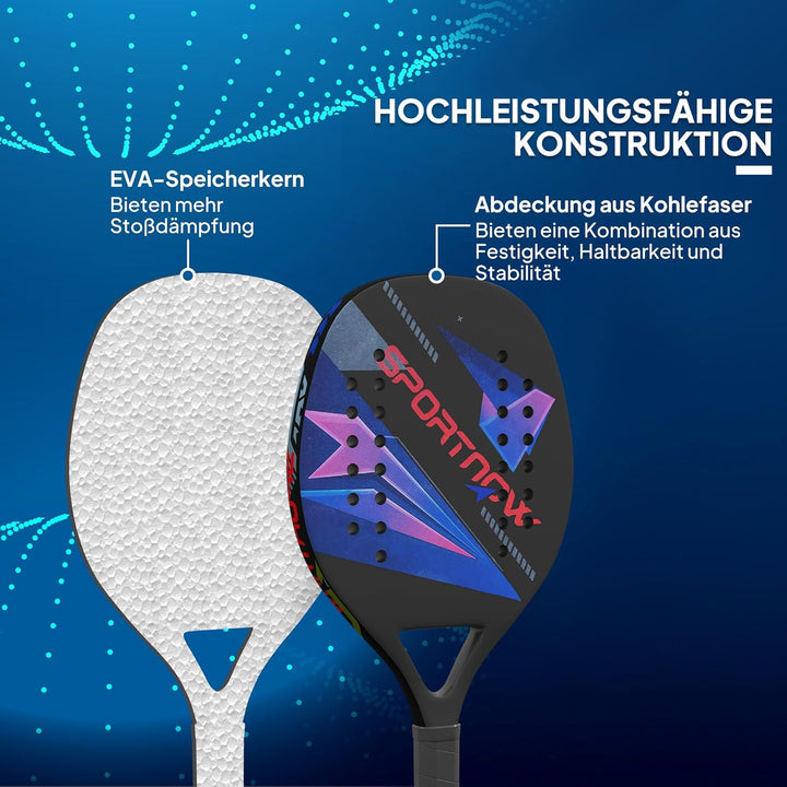 SPORTNOW Pickleball Paddles Set Schläger Set mit 2 Schlägern, Kohlefaser Oberfläche rutschfest Griff