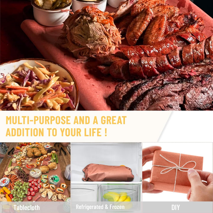 Tikxlafe Metzgerpapier Pink, BBQ Kraftpapier 60cm x 53m das Original Metzger-Papier für Grill, Smoke