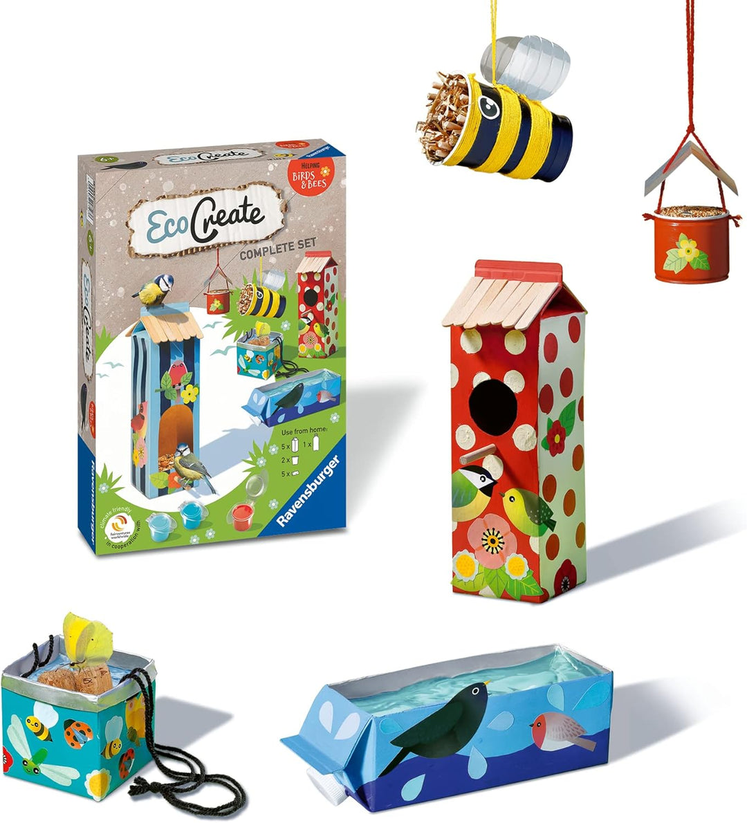 Ravensburger EcoCreate 18143 - Helping Birds & Bees - DIY Bastelset für Kinder ab 6 Jahren - Geburts