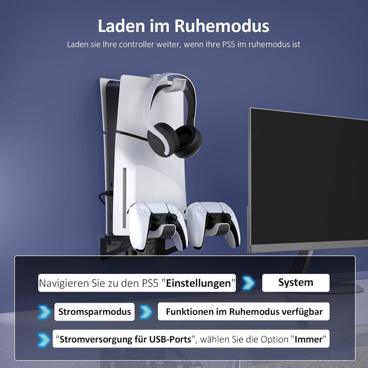 NexiGo PS5 Wandhalterungsset mit Ladestation für PS5 (alle Versionen) und Neue PS5 Slim Konsolen, re