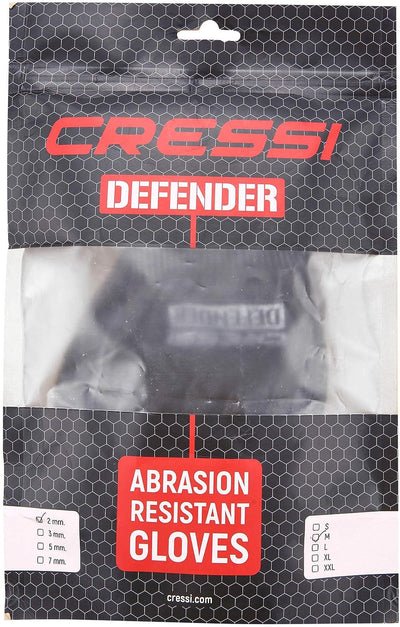 Cressi Defender Gloves Black 2mm - Schutzhandschuhe für Dynema/HPPE-Tauchgänge, Schwarz, M