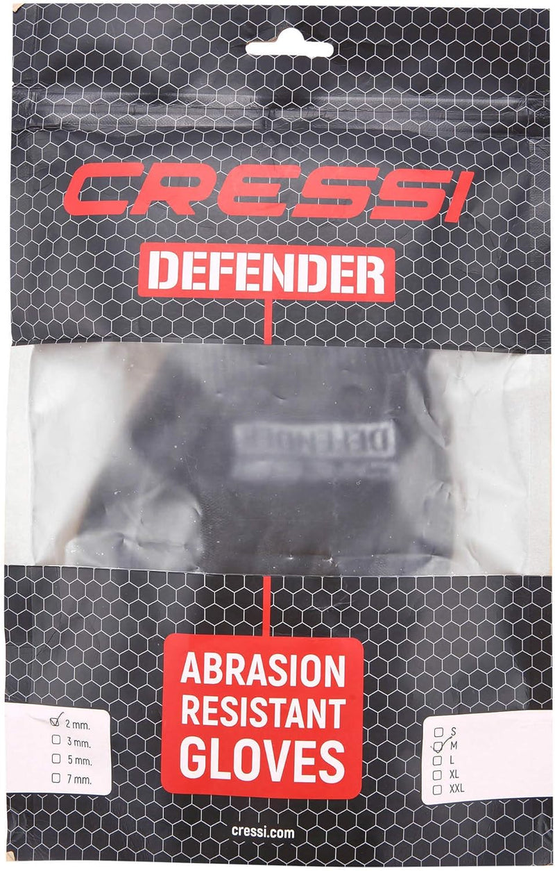 Cressi Defender Gloves Black 2mm - Schutzhandschuhe für Dynema/HPPE-Tauchgänge, Schwarz, S