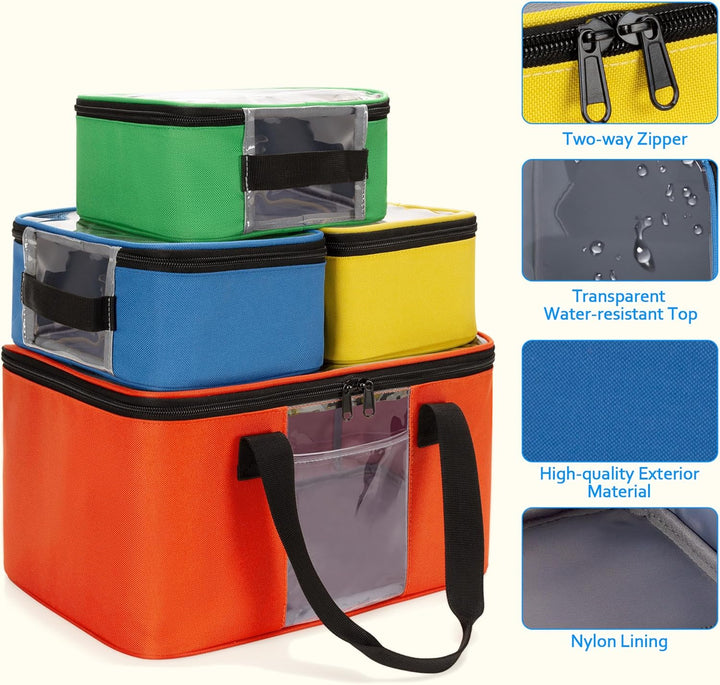 4 Stück Spielzeug Aufbewahrungstasche kompatibel mit Bausteinen, Puppen, Spielzeugautos, magnetische