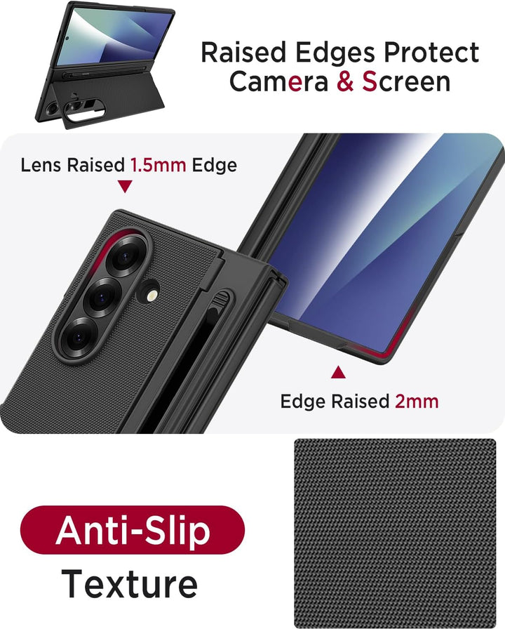 Miimall Kompatibel mit Samsung Galaxy Z Fold 7 Hülle mit S-Pen & Stifthalter, [HD Displayschutz] Ult