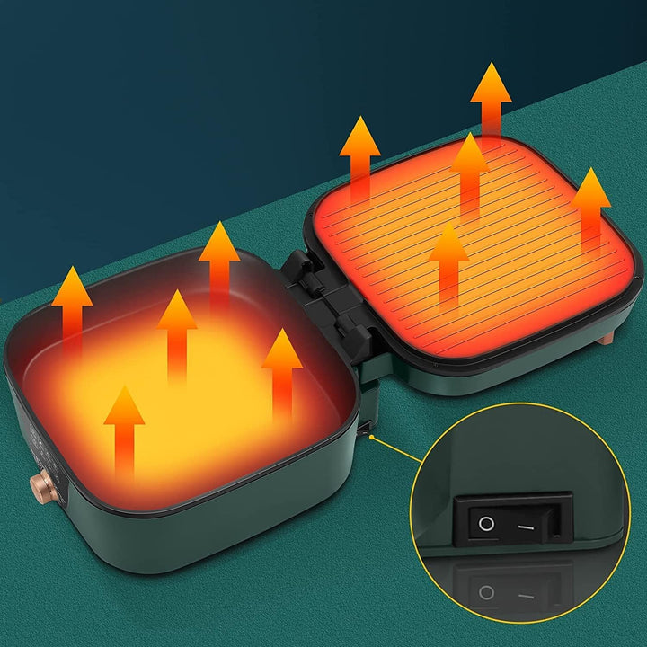 Uten Hot Pot Barbecue, 2 in1 Multifunktion Doppelbratpfanne Grill mit Antihaftbeschichteter Oberfläc