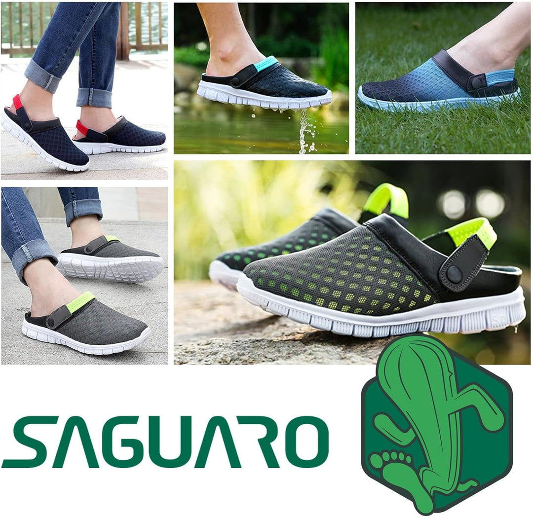 SAGUARO Sommer Unisex Clogs Hausschuhe Mesh Atmungsaktiv Gartenschuhe Gr. 36-48 38 EU Blau, 38 EU Bl
