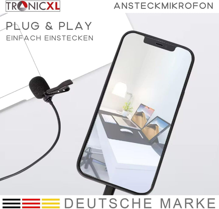 Ansteckmikrofon USB-C mit Kabel Lavalier Mikrofon Kondensator Interview Podcast Videokonferenz für D