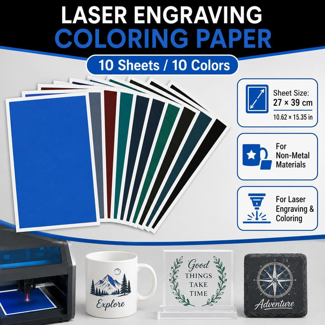 Creatorally Lasergraviertes Farbpapier, 10 Stück 27x39cm Lasergravur Markierungspapier für Glas, Ker
