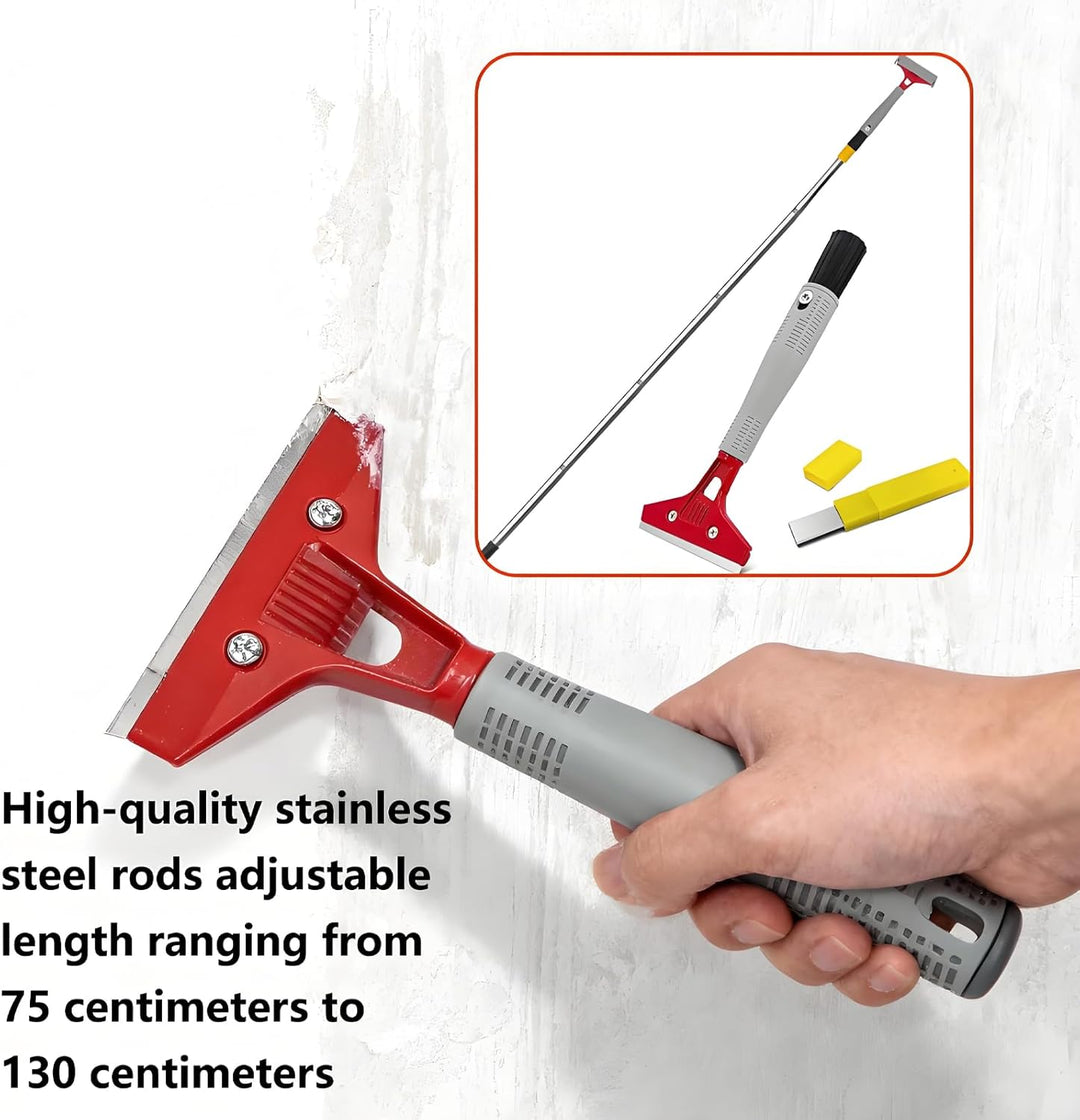 Tapetenentferner Kit,Pole Scraper(Verstellbar Von 75-155cm),Tapetenschaber Mit Gummigriff,Tapetenkra