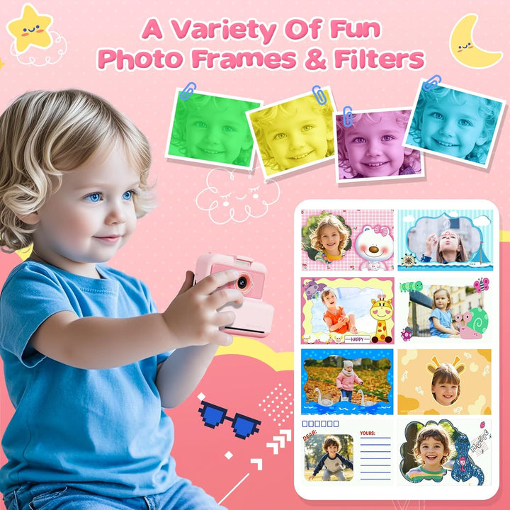 CAMCLID Sofortbildkamera Kinder, 3,0 Zoll Bildschirm Kinderkamera Sofortbildkamera, 48MP/2,5K UHD Ki