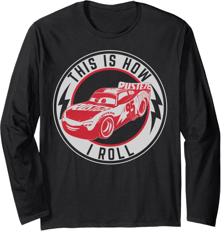 Disney Pixar Cars 2 Lightning McQueen How I Roll Text Langarmshirt